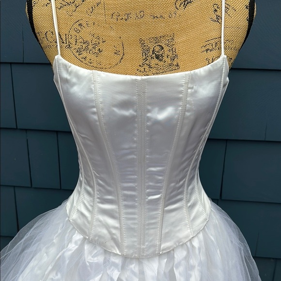 Vintage Jessica McClintock White Wedding Dress 3/4 corset top tulle Gunne Sax - Picture 7 of 11